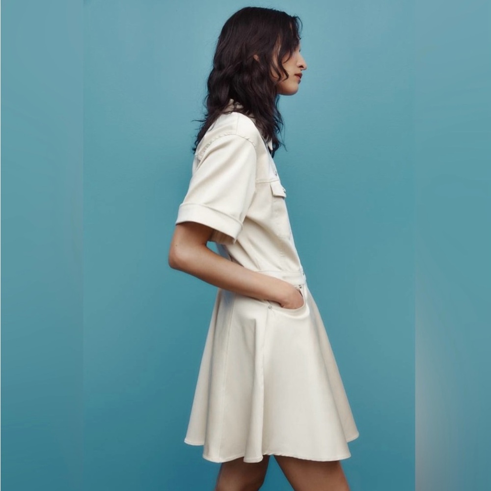 Zara Khaki Short Sleeve Dress - Picture 4 of 10
